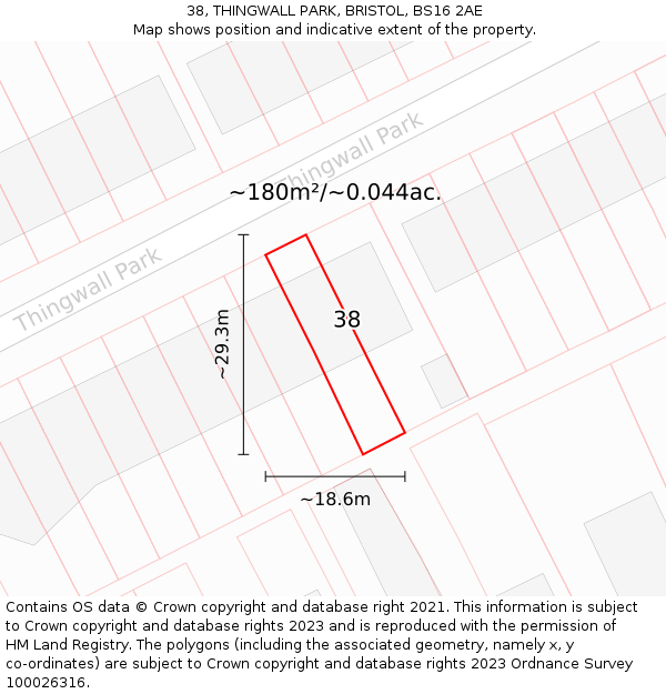 38, THINGWALL PARK, BRISTOL, BS16 2AE: Plot and title map