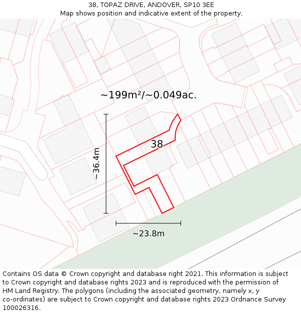 38, TOPAZ DRIVE, ANDOVER, SP10 3EE: Plot and title map