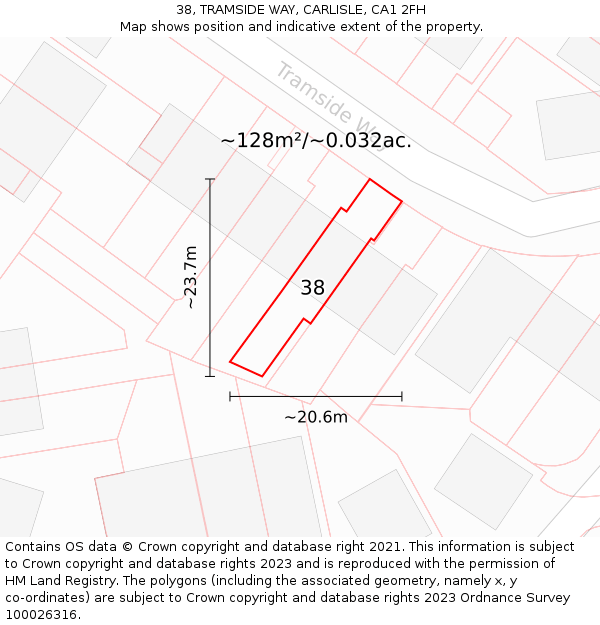 38, TRAMSIDE WAY, CARLISLE, CA1 2FH: Plot and title map