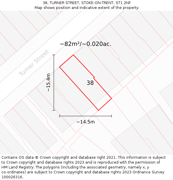 38, TURNER STREET, STOKE-ON-TRENT, ST1 2NF: Plot and title map