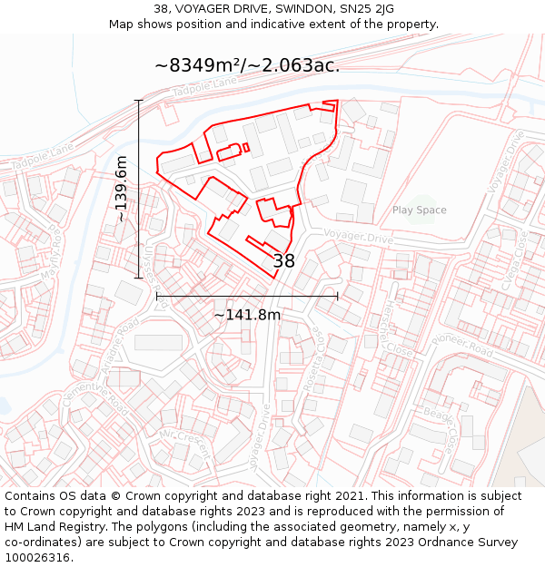 38, VOYAGER DRIVE, SWINDON, SN25 2JG: Plot and title map