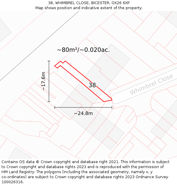 38, WHIMBREL CLOSE, BICESTER, OX26 6XP: Plot and title map
