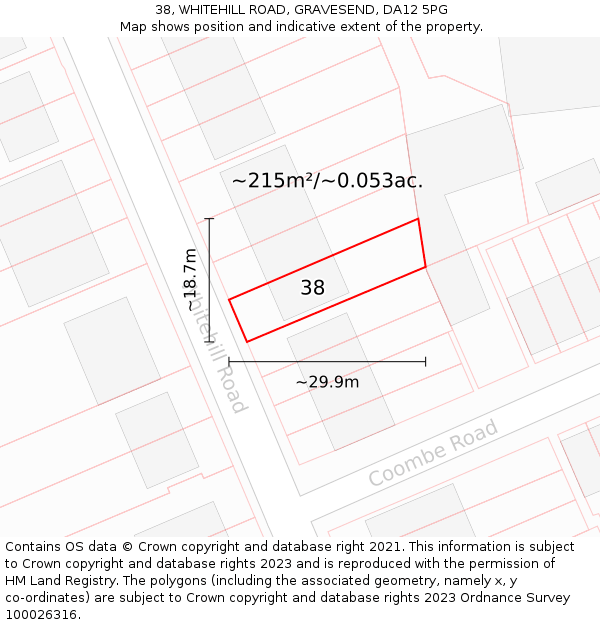 38, WHITEHILL ROAD, GRAVESEND, DA12 5PG: Plot and title map