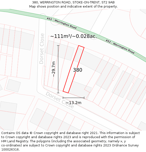 380, WERRINGTON ROAD, STOKE-ON-TRENT, ST2 9AB: Plot and title map
