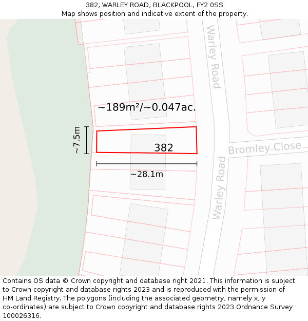 382, WARLEY ROAD, BLACKPOOL, FY2 0SS: Plot and title map