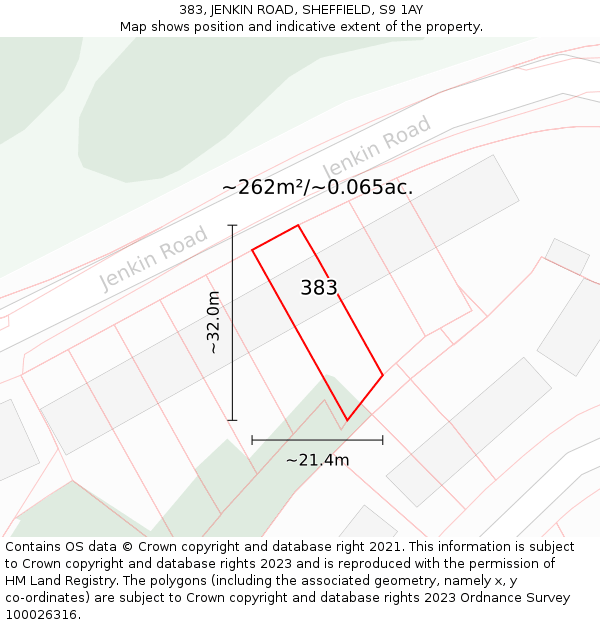 383, JENKIN ROAD, SHEFFIELD, S9 1AY: Plot and title map