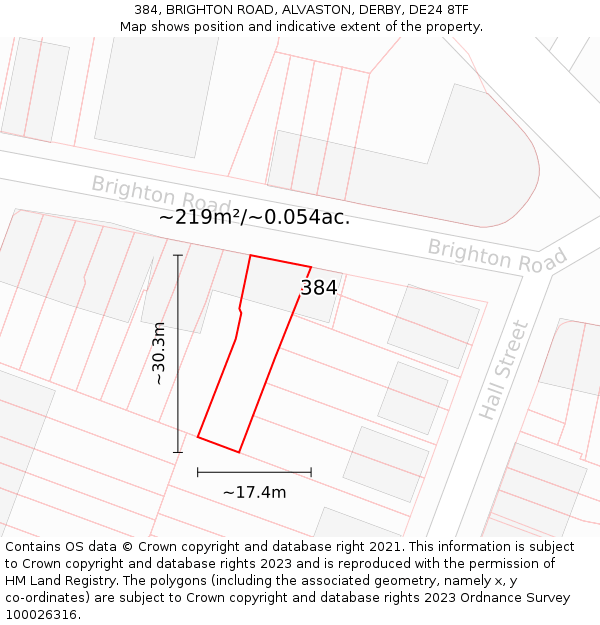 384, BRIGHTON ROAD, ALVASTON, DERBY, DE24 8TF: Plot and title map
