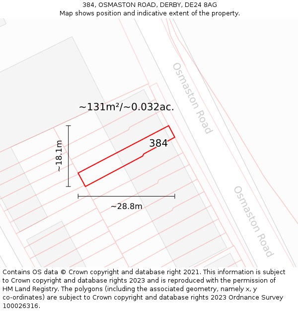 384, OSMASTON ROAD, DERBY, DE24 8AG: Plot and title map