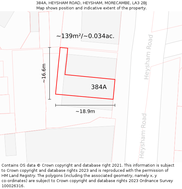 384A, HEYSHAM ROAD, HEYSHAM, MORECAMBE, LA3 2BJ: Plot and title map