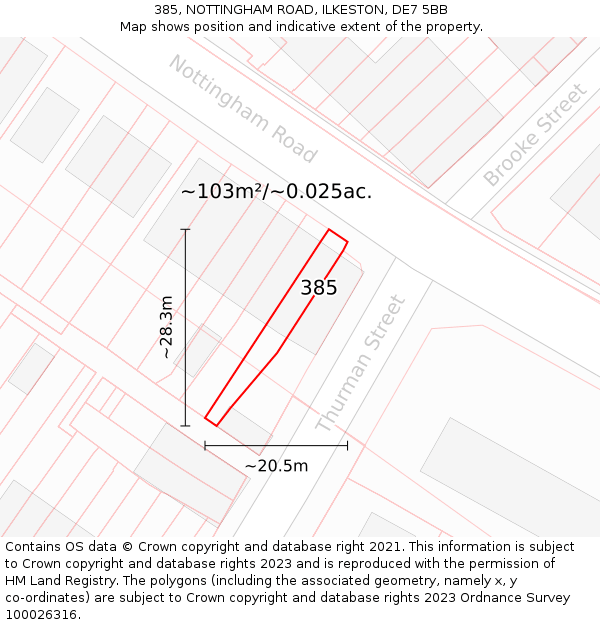 385, NOTTINGHAM ROAD, ILKESTON, DE7 5BB: Plot and title map