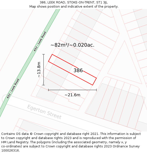 386, LEEK ROAD, STOKE-ON-TRENT, ST1 3JL: Plot and title map