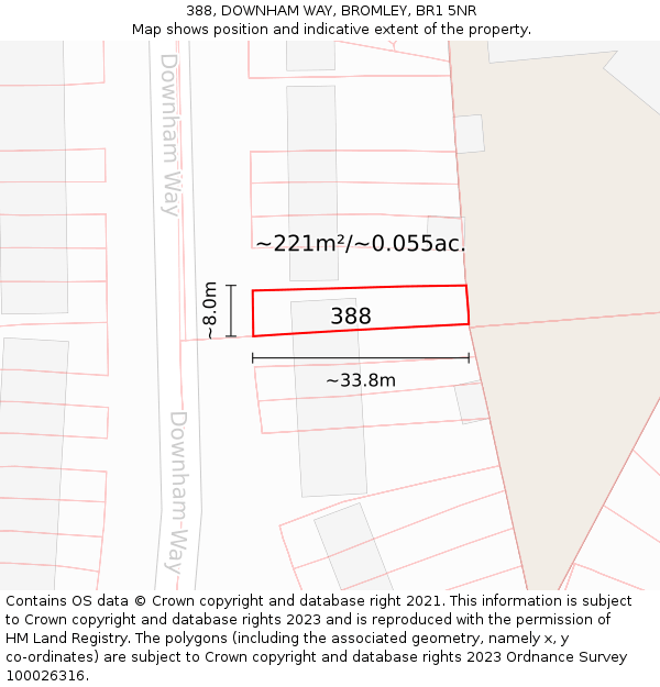388, DOWNHAM WAY, BROMLEY, BR1 5NR: Plot and title map