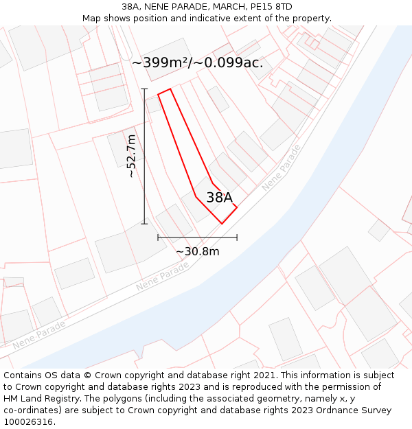 38A, NENE PARADE, MARCH, PE15 8TD: Plot and title map