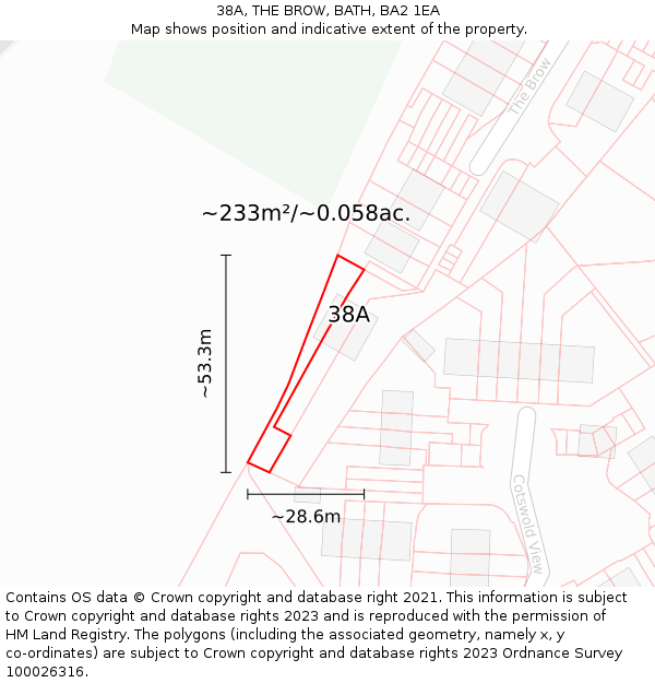 38A, THE BROW, BATH, BA2 1EA: Plot and title map