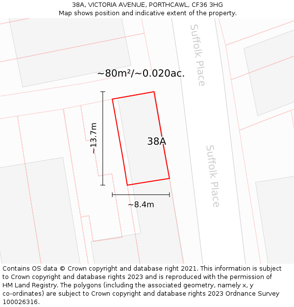 38A, VICTORIA AVENUE, PORTHCAWL, CF36 3HG: Plot and title map