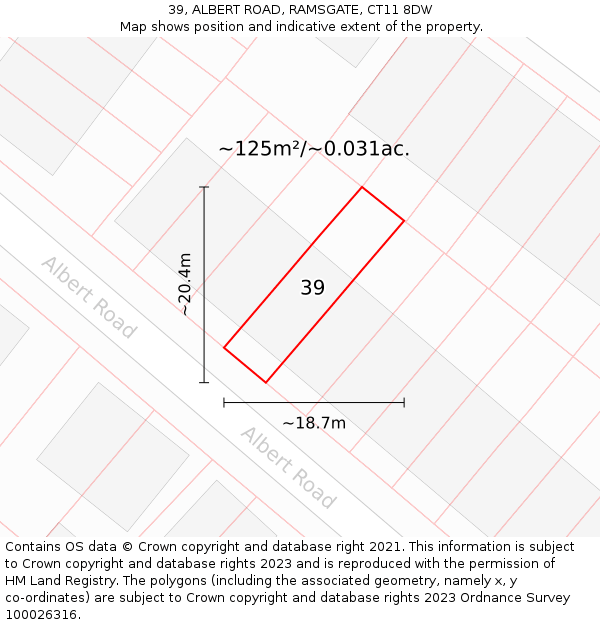 39, ALBERT ROAD, RAMSGATE, CT11 8DW: Plot and title map