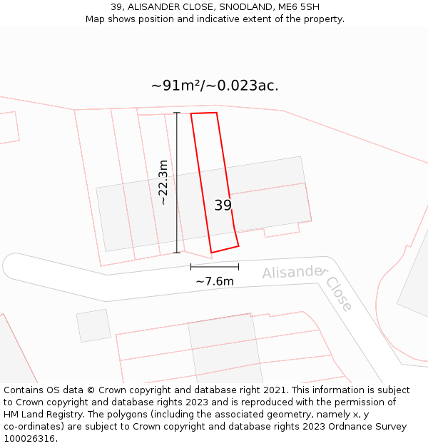 39, ALISANDER CLOSE, SNODLAND, ME6 5SH: Plot and title map