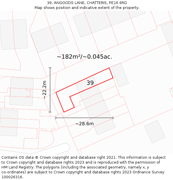 39, ANGOODS LANE, CHATTERIS, PE16 6RG: Plot and title map