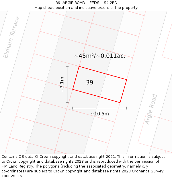 39, ARGIE ROAD, LEEDS, LS4 2RD: Plot and title map
