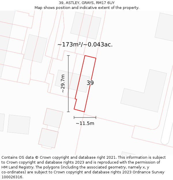 39, ASTLEY, GRAYS, RM17 6UY: Plot and title map
