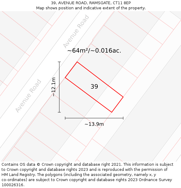 39, AVENUE ROAD, RAMSGATE, CT11 8EP: Plot and title map