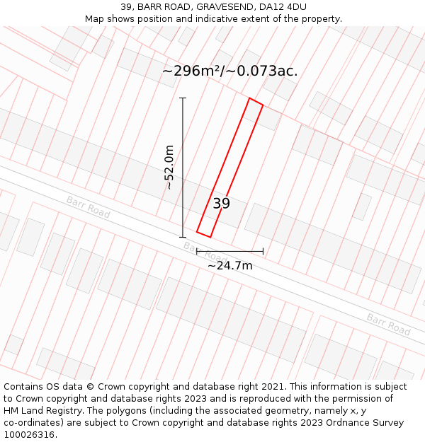 39, BARR ROAD, GRAVESEND, DA12 4DU: Plot and title map