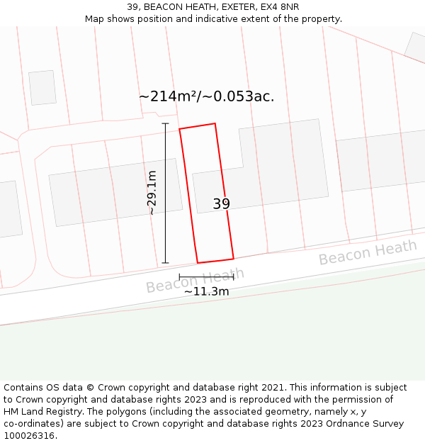 39, BEACON HEATH, EXETER, EX4 8NR: Plot and title map