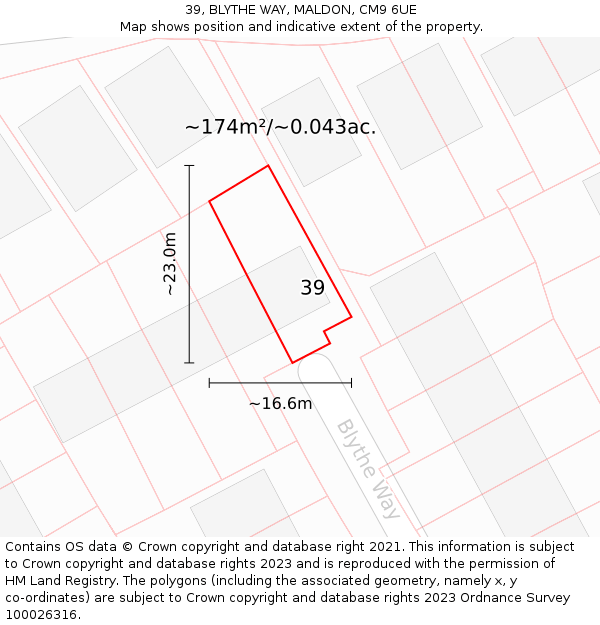 39, BLYTHE WAY, MALDON, CM9 6UE: Plot and title map