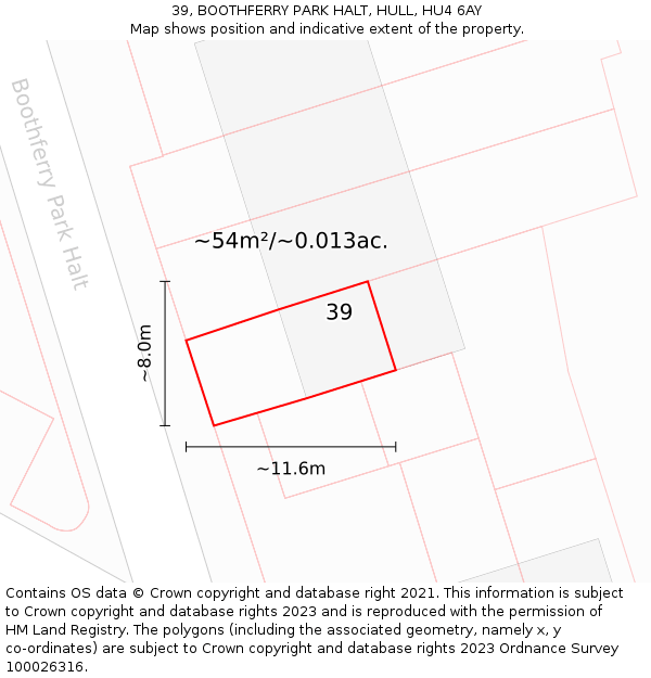 39, BOOTHFERRY PARK HALT, HULL, HU4 6AY: Plot and title map