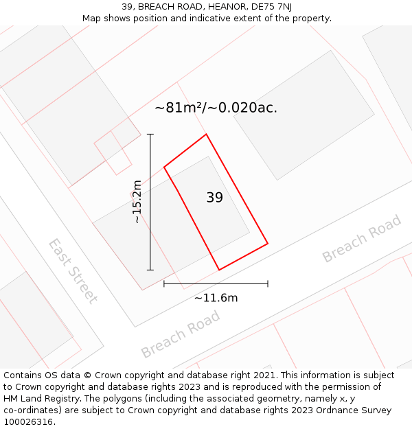 39, BREACH ROAD, HEANOR, DE75 7NJ: Plot and title map