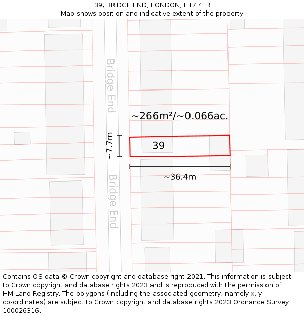 39, BRIDGE END, LONDON, E17 4ER: Plot and title map