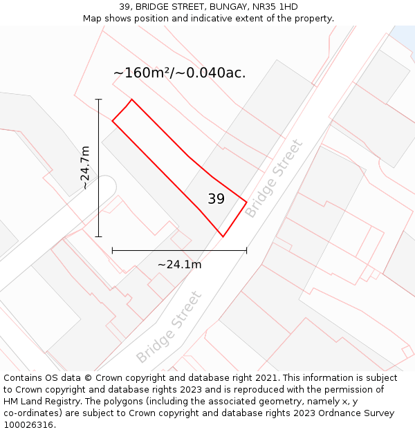 39, BRIDGE STREET, BUNGAY, NR35 1HD: Plot and title map
