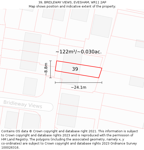 39, BRIDLEWAY VIEWS, EVESHAM, WR11 2AP: Plot and title map