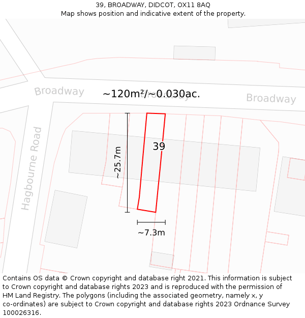 39, BROADWAY, DIDCOT, OX11 8AQ: Plot and title map