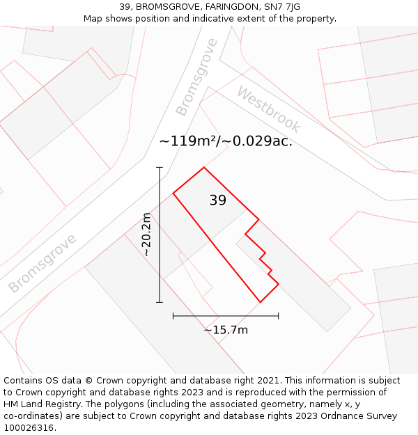 39, BROMSGROVE, FARINGDON, SN7 7JG: Plot and title map