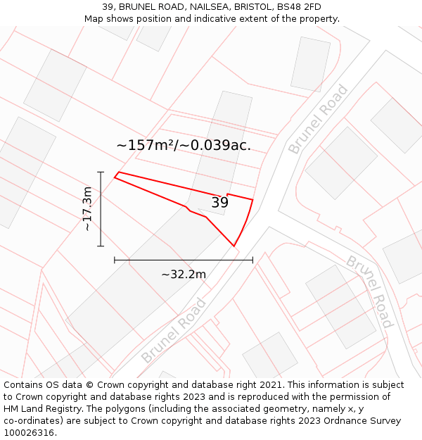 39, BRUNEL ROAD, NAILSEA, BRISTOL, BS48 2FD: Plot and title map