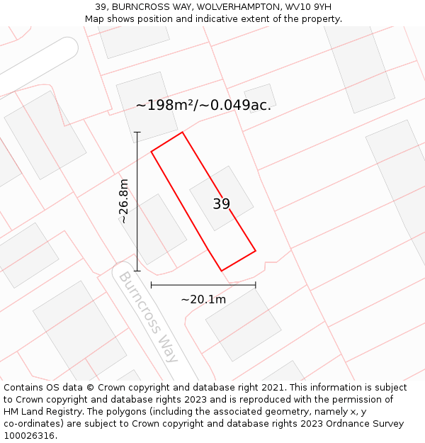39, BURNCROSS WAY, WOLVERHAMPTON, WV10 9YH: Plot and title map