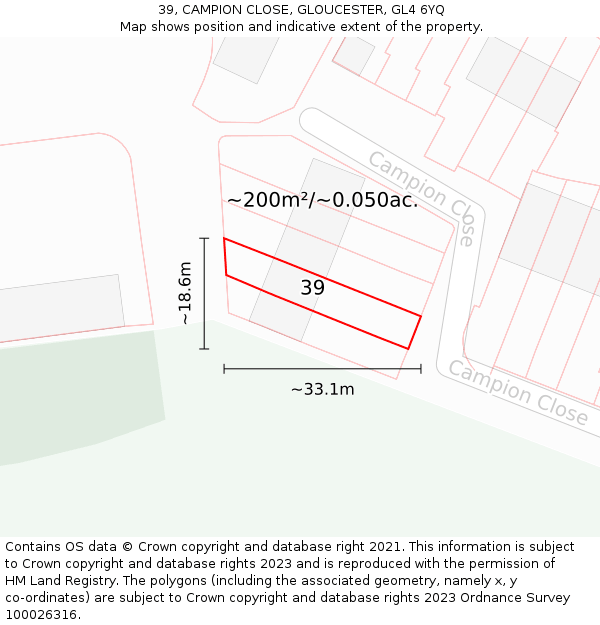 39, CAMPION CLOSE, GLOUCESTER, GL4 6YQ: Plot and title map