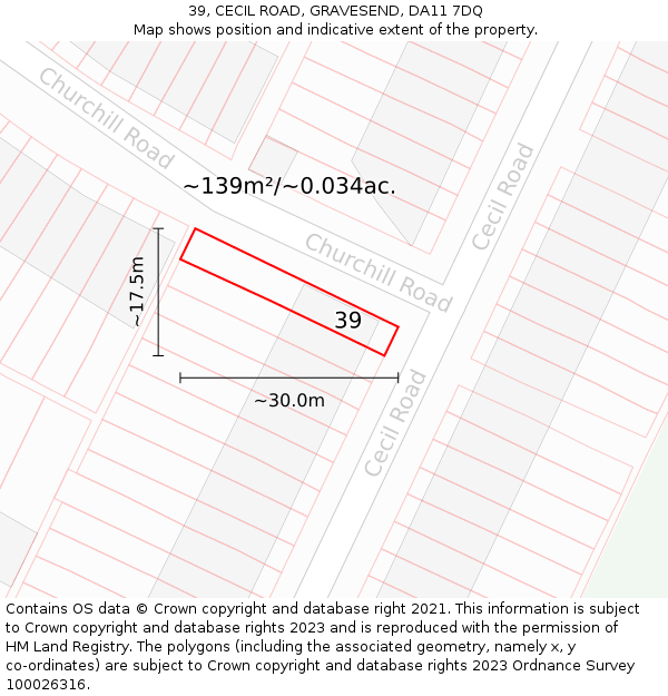 39, CECIL ROAD, GRAVESEND, DA11 7DQ: Plot and title map