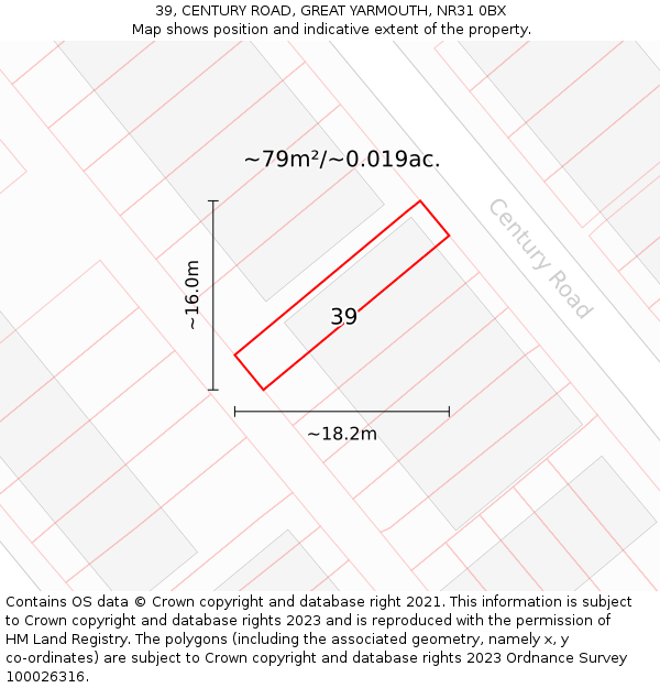 39, CENTURY ROAD, GREAT YARMOUTH, NR31 0BX: Plot and title map