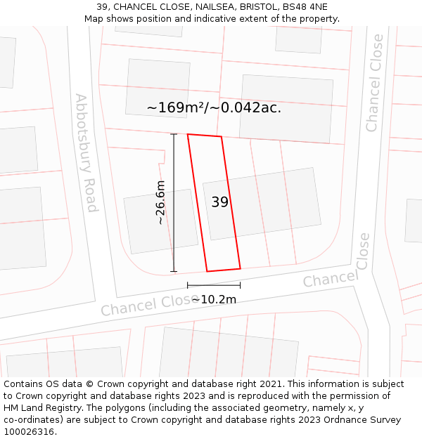 39, CHANCEL CLOSE, NAILSEA, BRISTOL, BS48 4NE: Plot and title map