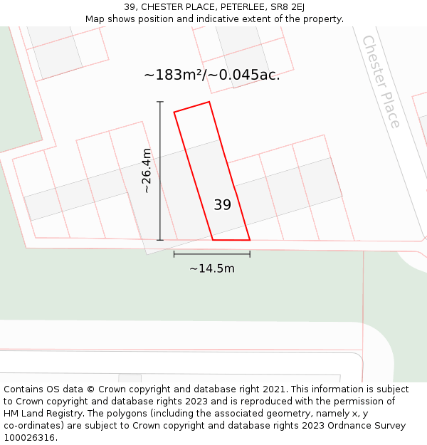 39, CHESTER PLACE, PETERLEE, SR8 2EJ: Plot and title map