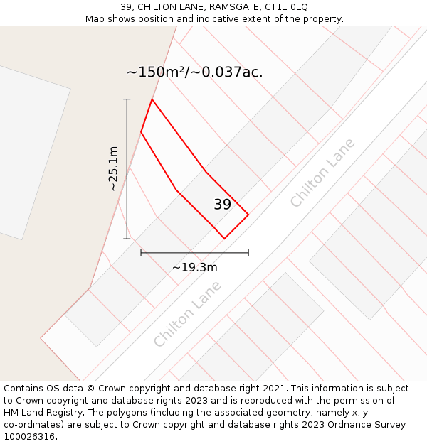 39, CHILTON LANE, RAMSGATE, CT11 0LQ: Plot and title map