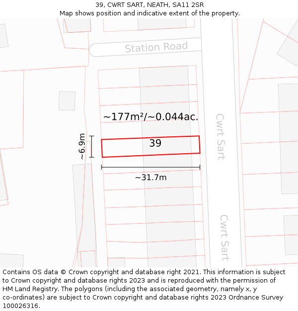 39, CWRT SART, NEATH, SA11 2SR: Plot and title map