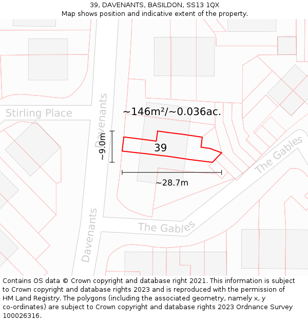 39, DAVENANTS, BASILDON, SS13 1QX: Plot and title map
