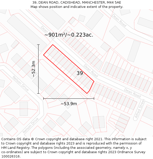 39, DEAN ROAD, CADISHEAD, MANCHESTER, M44 5AE: Plot and title map