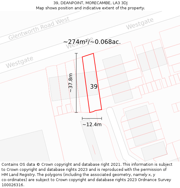 39, DEANPOINT, MORECAMBE, LA3 3DJ: Plot and title map