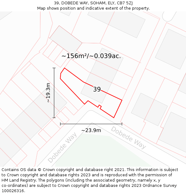 39, DOBEDE WAY, SOHAM, ELY, CB7 5ZJ: Plot and title map