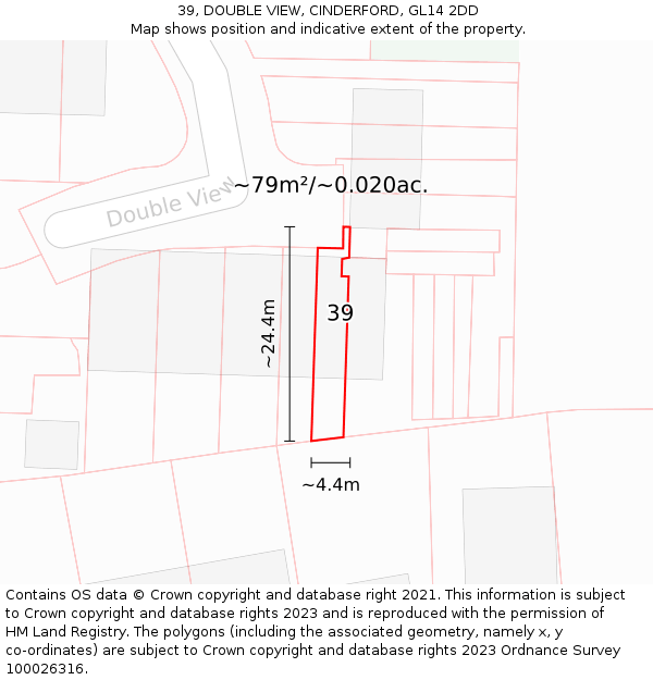 39, DOUBLE VIEW, CINDERFORD, GL14 2DD: Plot and title map
