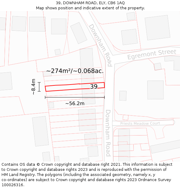 39, DOWNHAM ROAD, ELY, CB6 1AQ: Plot and title map